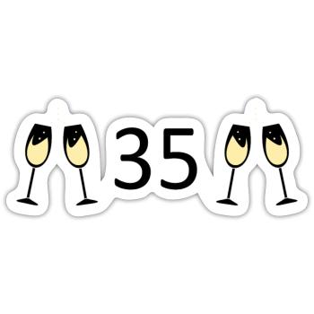 35.Geburtstag 35 Jahre Jubiläum Zahl 35 - Sticker Größe S (10 x 10 cm) - Mattweiß - Vorne