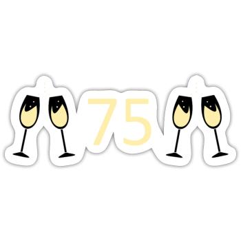 75th Birthday 75th Anniversary 75 Number 75 black - Sticker size S (10 x 10 cm) - white matte - Front