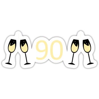 90th Birthday 90th Anniversary 90 Number 90 white - Sticker size S (10 x 10 cm) - white matte - Front