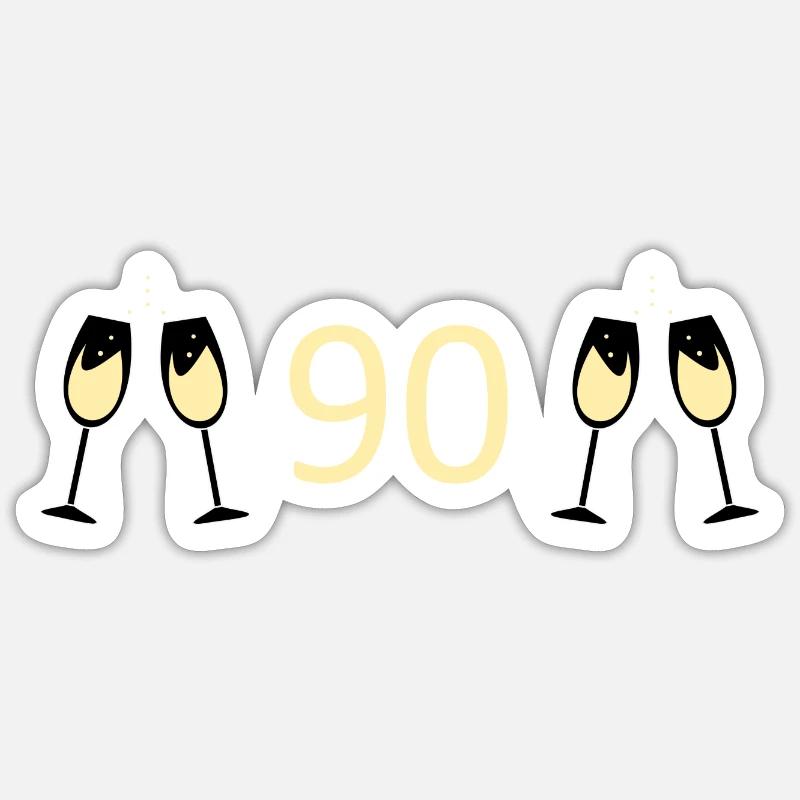 90th Birthday 90th Anniversary 90 Number 90 white Sticker size S (10 x 10 cm)