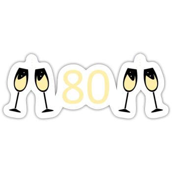 80.Geburtstag 80 Jahre Jubiläum 80 Zahl 80 - Sticker Größe S (10 x 10 cm) - Mattweiß - Vorne