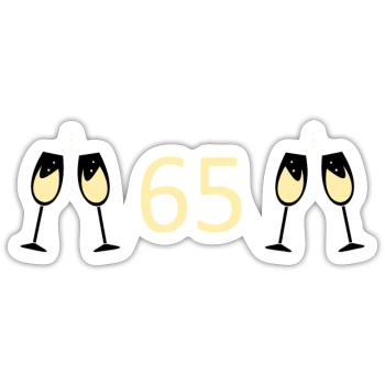 65e anniversaire 65e anniversaire 65 Numéro 65 - Sticker taille S (10 x 10 cm) - blanc mat - Devant