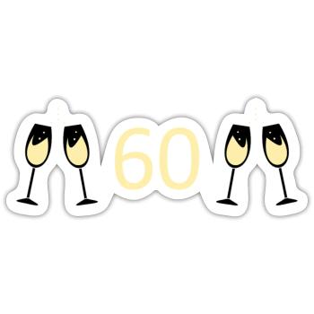60.Geburtstag 60 Jahre Jubiläum 60 Zahl 60 weiß - Sticker Größe S (10 x 10 cm) - Mattweiß - Vorne