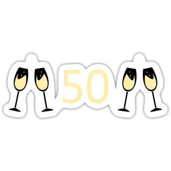 50e anniversaire 50e anniversaire 50 numéro 50 blanc - Sticker taille S (10 x 10 cm) - blanc mat - Devant