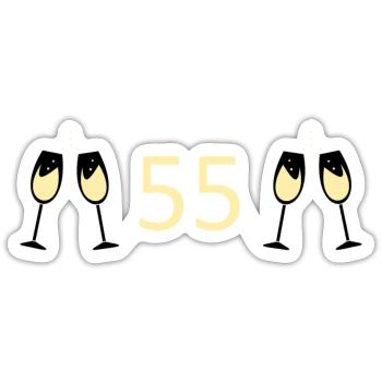 55th Birthday 55th Anniversary 55 Number 55 black - Sticker size S (10 x 10 cm) - white matte - Front