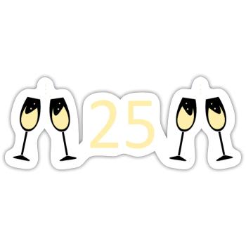 25.Geburtstag 25 Jahre Jubiläum 25 Jahre Zahl 25 - Sticker Größe S (10 x 10 cm) - Mattweiß - Vorne