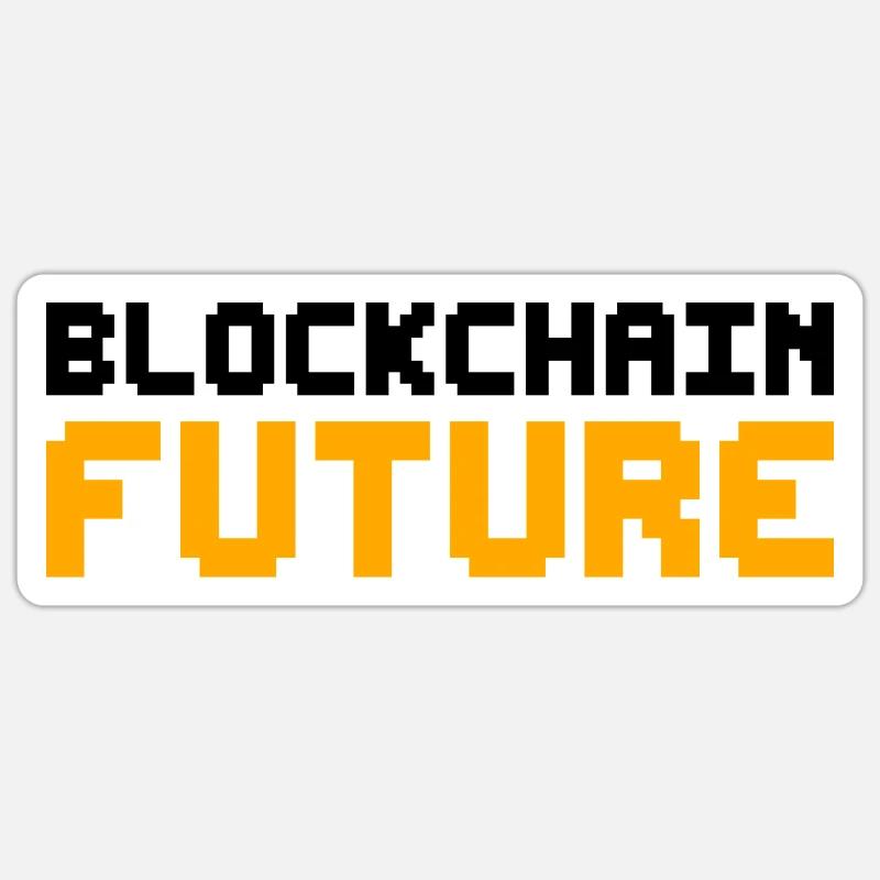 Blockchain Pixel Cryptocurrency Bitcoin - Sticker size S (10 x 10 cm) - white matte