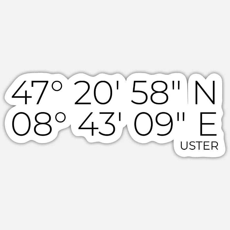 coordonnées Uster Suisse - Sticker taille S (10 x 10 cm) - blanc mat