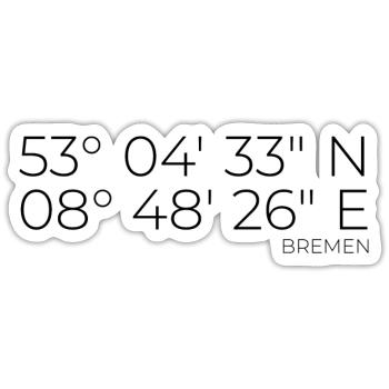 Koordinaten Bremen - Sticker Größe S (10 x 10 cm) - Mattweiß - Vorne