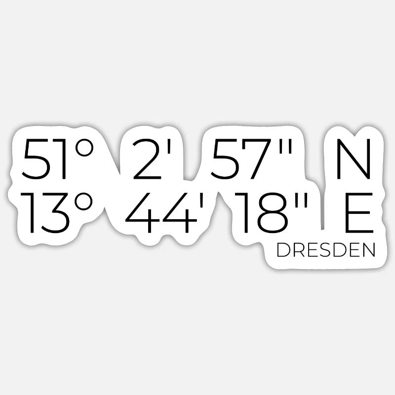 coordonnées Dresde - Sticker taille S (10 x 10 cm) - blanc mat