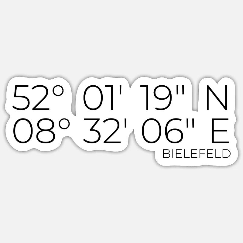 Coordinates Bielefeld - Sticker size S (10 x 10 cm) - white matte
