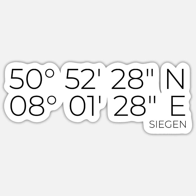 coordonnées Siegen - Sticker taille S (10 x 10 cm) - blanc mat