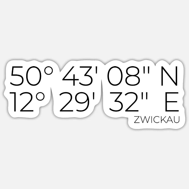 Coordinates Zwickau - Sticker size S (10 x 10 cm) - white matte