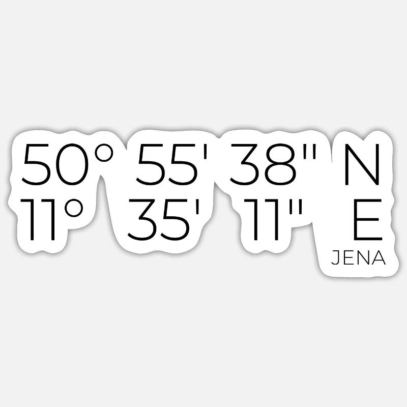 Coordonnées Iéna, Thuringe - Sticker taille S (10 x 10 cm) - blanc mat
