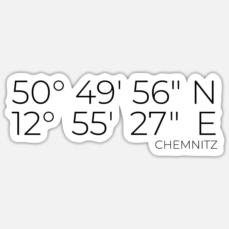 Coordonnées Chemnitz - Sticker taille S (10 x 10 cm) - blanc mat