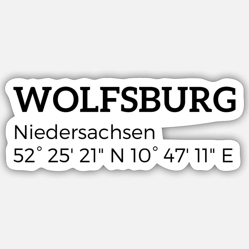 Wolfsburg Lower Saxony coordinates Sticker size S (10 x 10 cm)