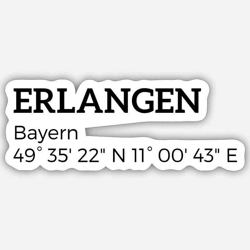 Erlangen Bavière coordonnées - Sticker taille S (10 x 10 cm) - blanc mat