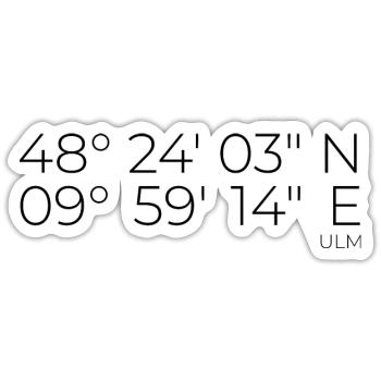 Koordinaten Ulm - Sticker Größe S (10 x 10 cm) - Mattweiß - Vorne