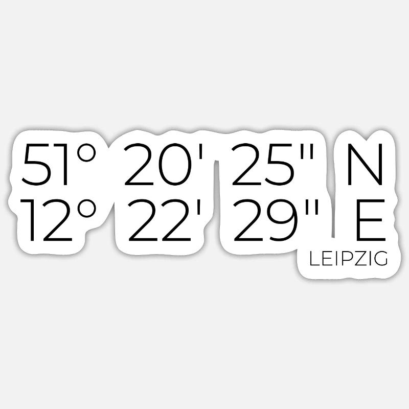 Coordonnées Leipzig - Sticker taille S (10 x 10 cm) - blanc mat