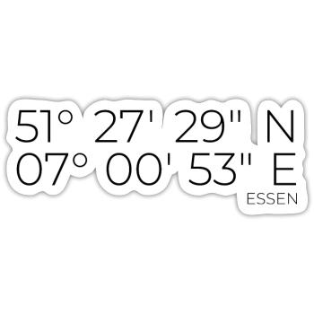 Koordinaten Essen - Sticker Größe S (10 x 10 cm) - Mattweiß - Vorne