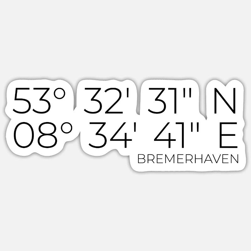 Coordinates Bremerhaven - Sticker size S (10 x 10 cm) - white matte
