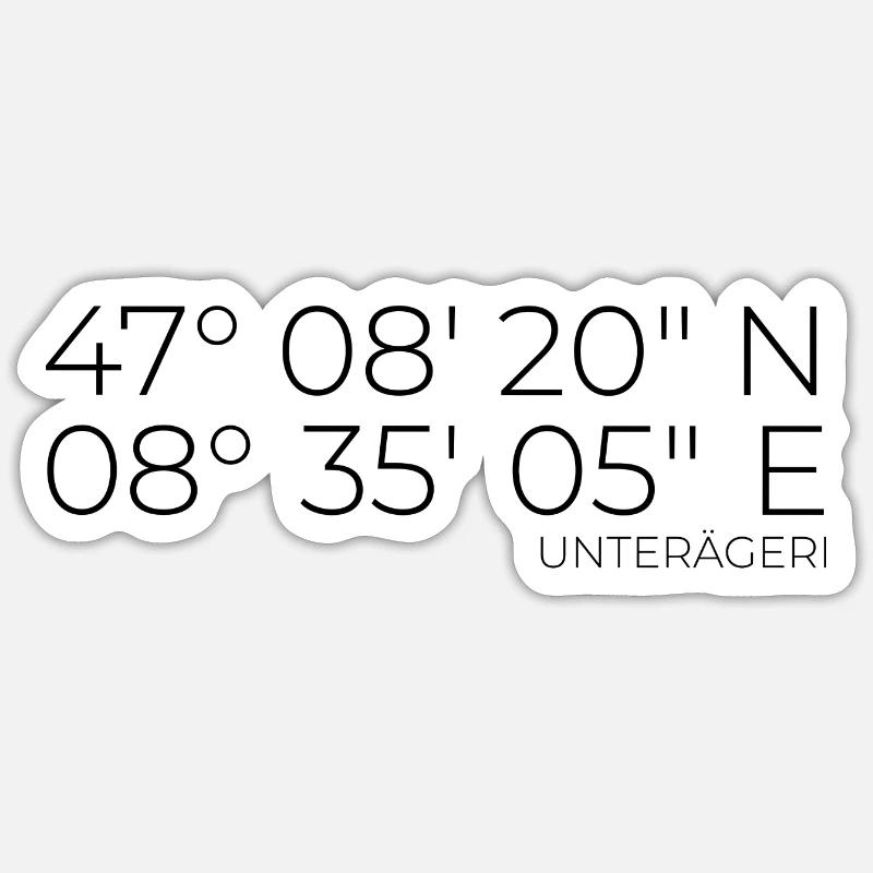 Coordonnées Unterägeri Zug Suisse - Sticker taille S (10 x 10 cm) - blanc mat