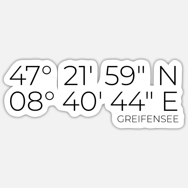 Coordonnées Greifensee, Suisse - Sticker taille S (10 x 10 cm) - blanc mat