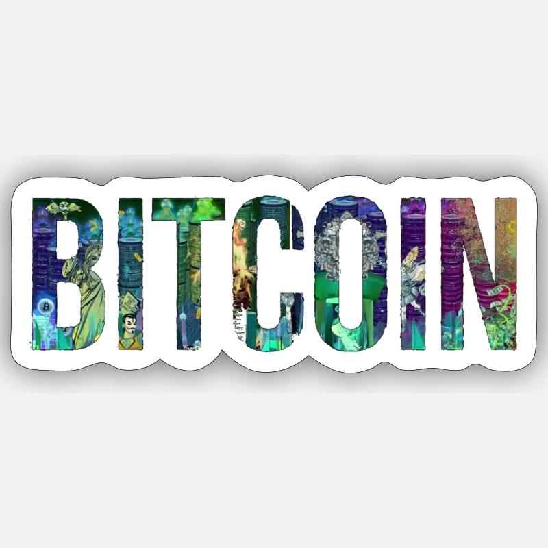 Bitcoin Text - Sticker Größe S (10 x 10 cm) - Mattweiß