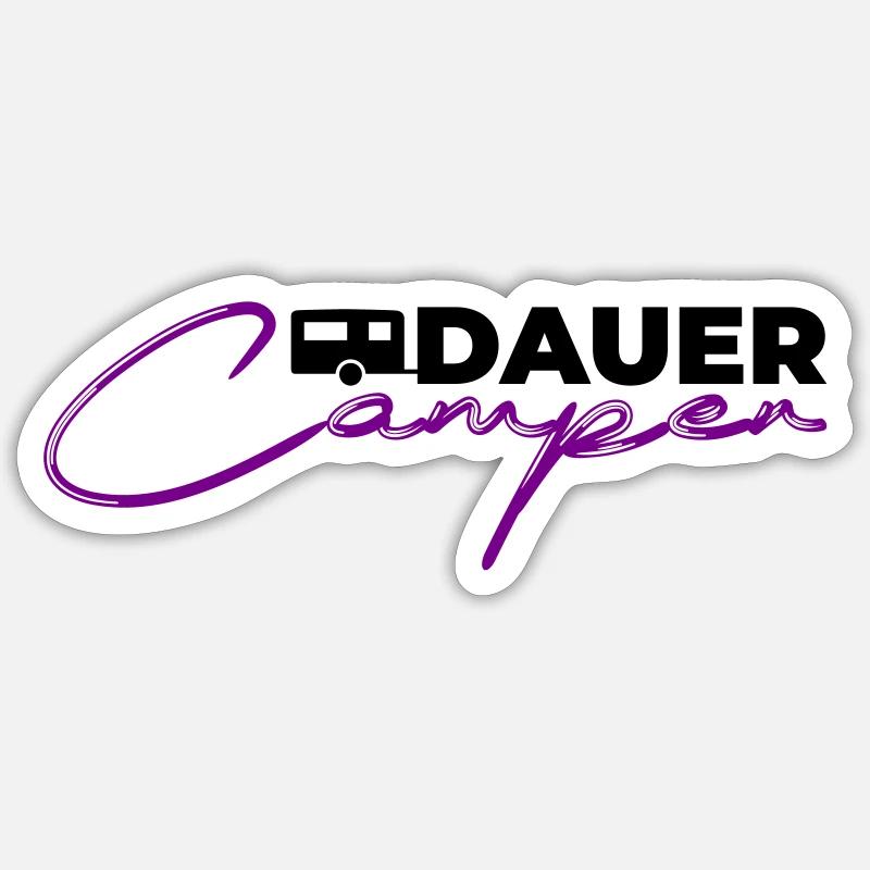 Dauercamper - Sticker Größe S (10 x 10 cm) - Mattweiß
