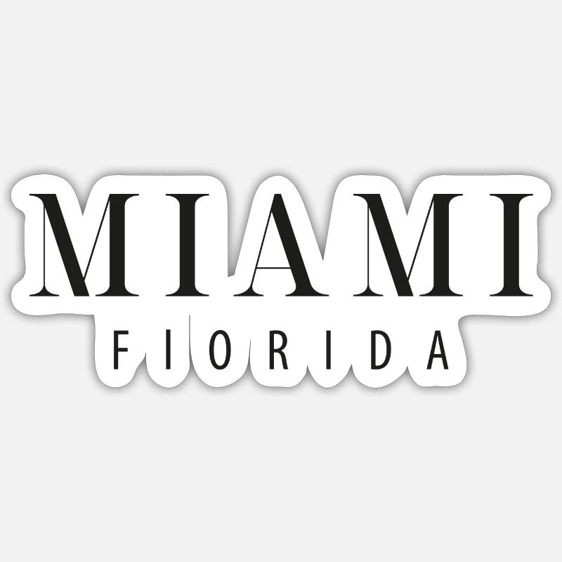 Miami - Floride - Sticker taille S (10 x 10 cm) - blanc mat