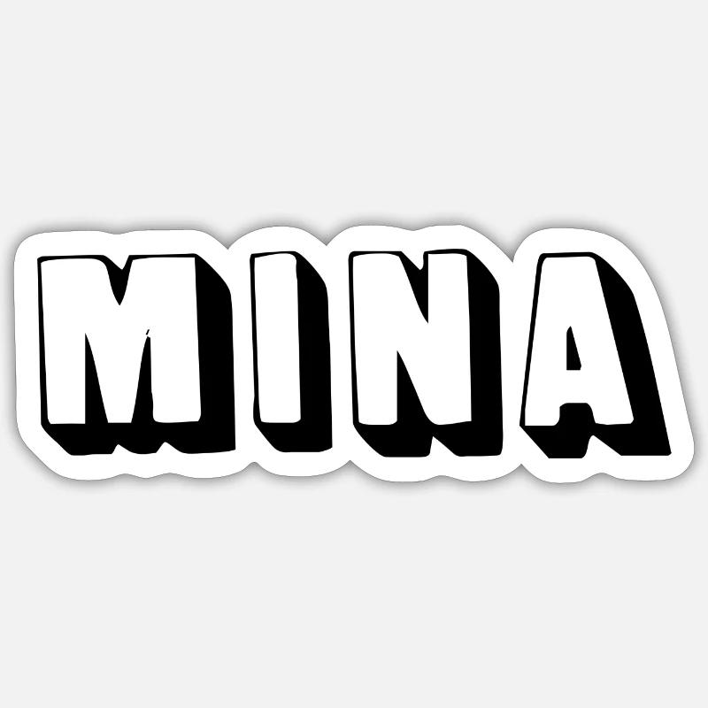 Nom - Mina - Sticker taille S (10 x 10 cm) - blanc mat