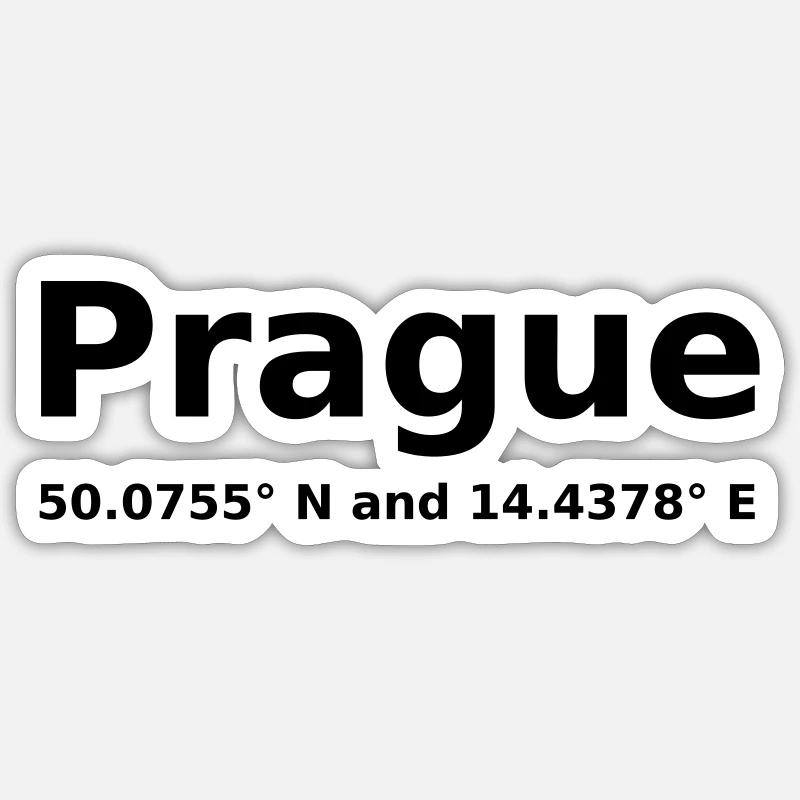Prague - Prague - avec coordonnées géographiques horizontales - Sticker taille S (10 x 10 cm) - blanc mat