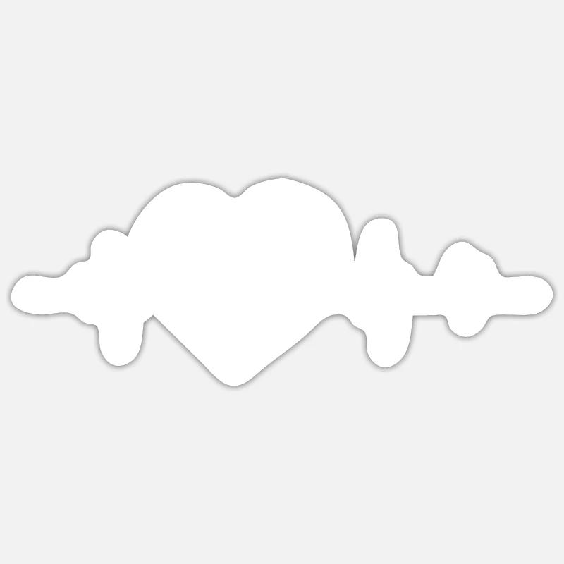 battement de cœur café - Sticker taille S (10 x 10 cm) - blanc mat