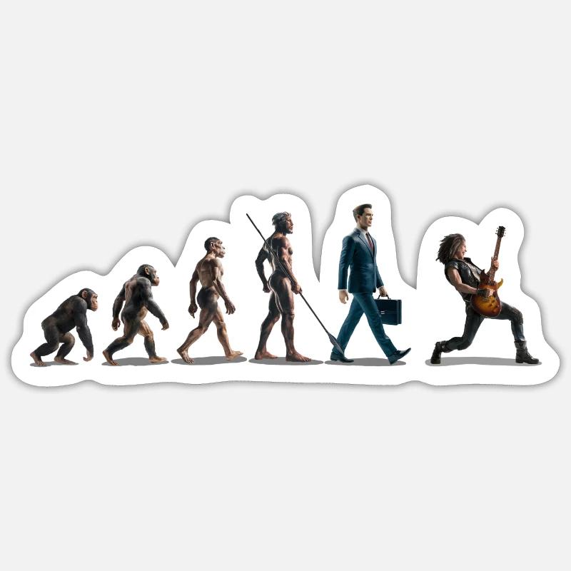 Evolution Guitar Player - Sticker Größe S (10 x 10 cm) - Mattweiß