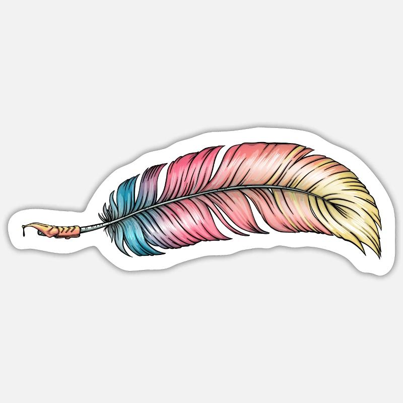 writing feather rainbow Sticker size S (10 x 10 cm)