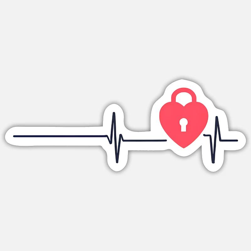 hearbeat with lock Sticker Größe S (10 x 10 cm)