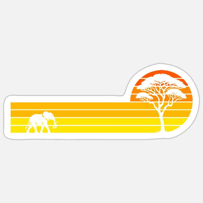Coucher de soleil africain - Sticker taille S (10 x 10 cm) - blanc mat