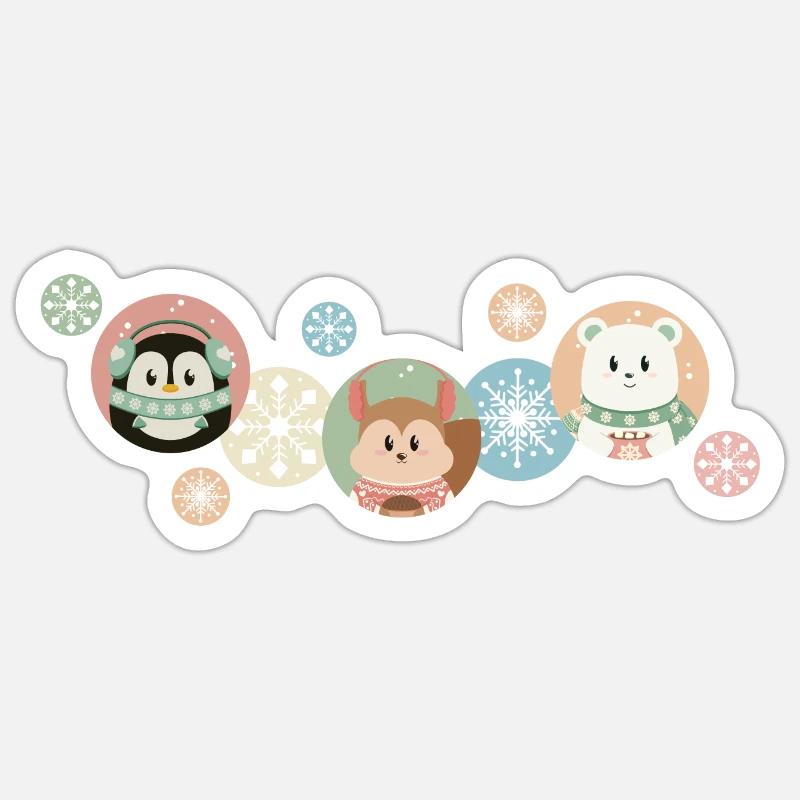 Cute Animals - Christmas Pattern - Sticker size S (10 x 10 cm) - white matte