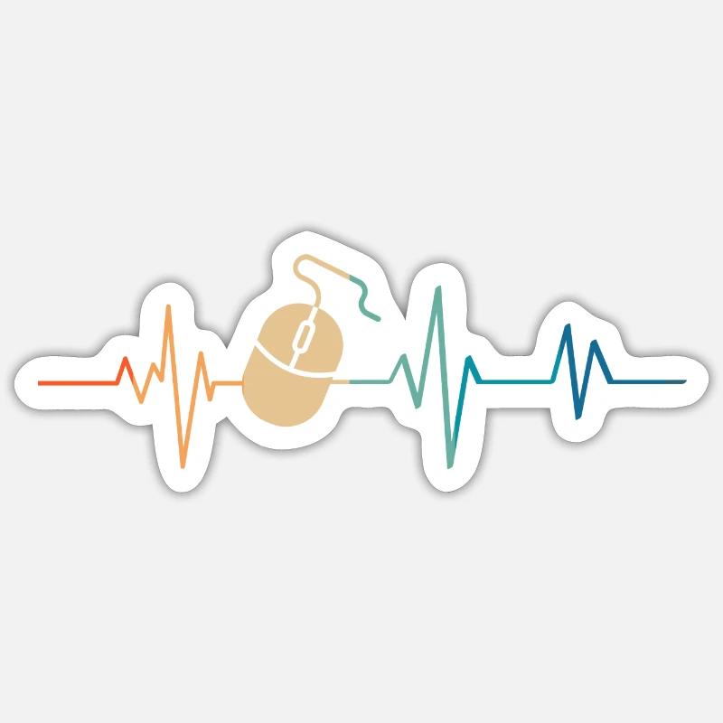 Heartbeat Retro Computer Mouse Sticker size S (10 x 10 cm)