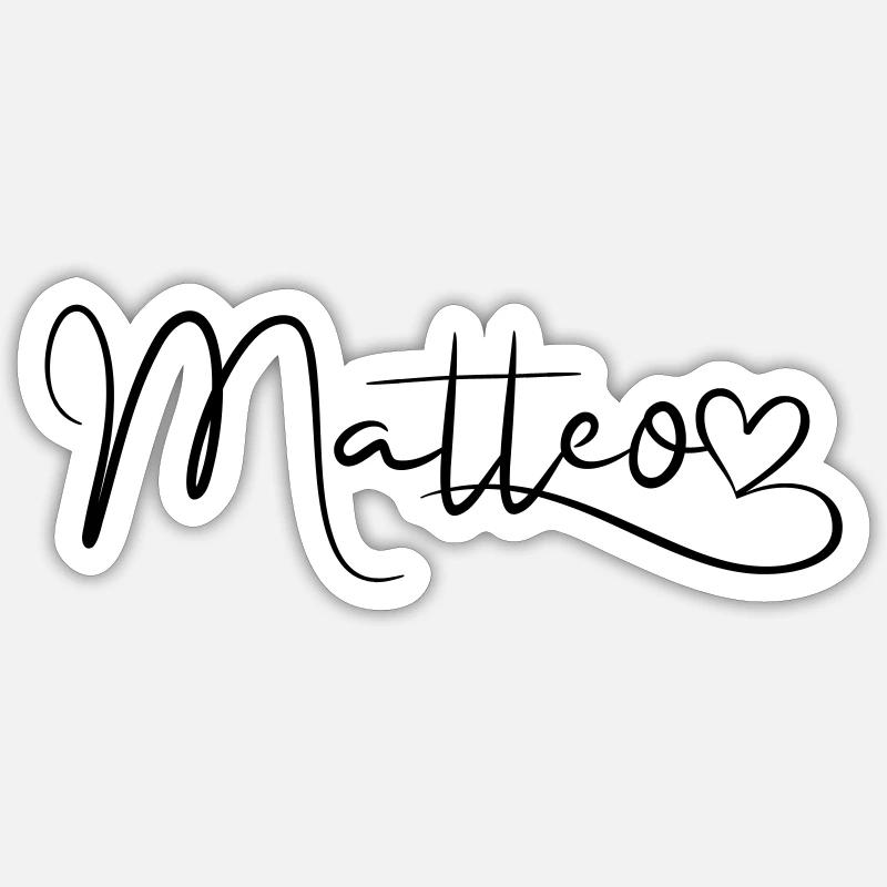Matteo Last name First name Heart décor Sticker size S (10 x 10 cm)
