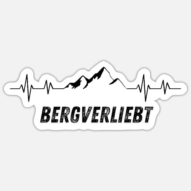 Herzfrequenz bergverliebt - Sticker Größe S (10 x 10 cm) - Mattweiß