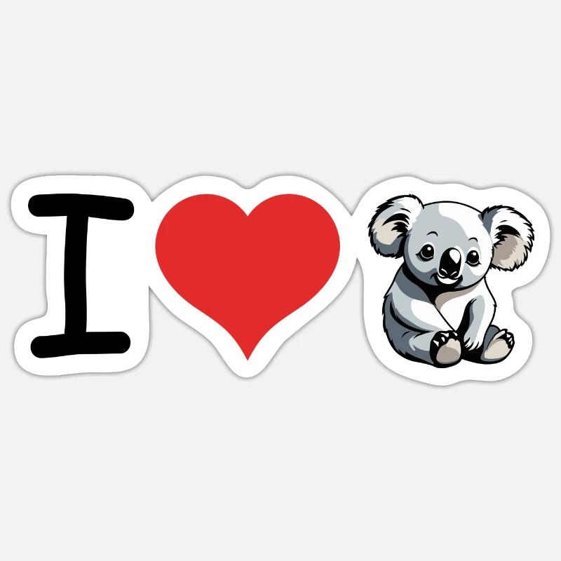 J’aime Koala Citation - Pet Design - Sticker taille S (10 x 10 cm) - blanc mat
