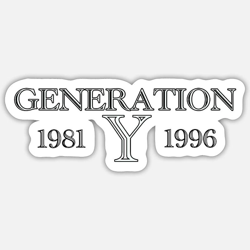 Gen Y 1981 - 1996 Millennials - Sticker Größe S (10 x 10 cm) - Mattweiß