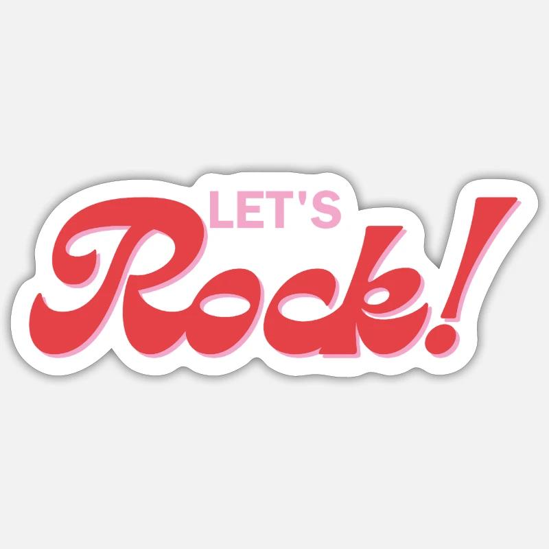 Let's Rock - Rock & Roll - Sticker Größe S (10 x 10 cm) - Mattweiß