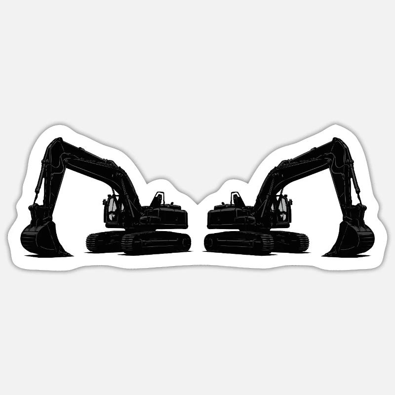 Excavatrice 2 - Sticker taille S (10 x 10 cm) - blanc mat