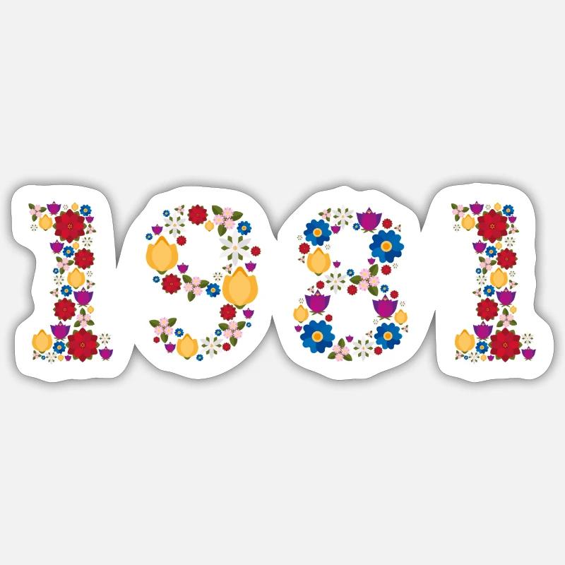 Fleurs 1981 - Sticker taille S (10 x 10 cm) - blanc mat