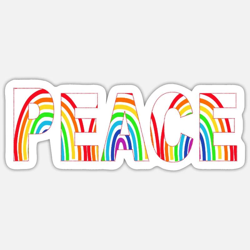 Peace bunt Regenbogen - Sticker Größe S (10 x 10 cm) - Mattweiß