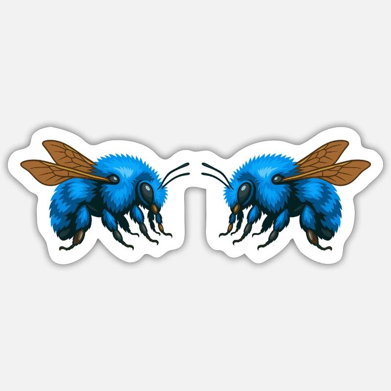 2Bumblebees mirrored - Sticker size S (10 x 10 cm) - white matte