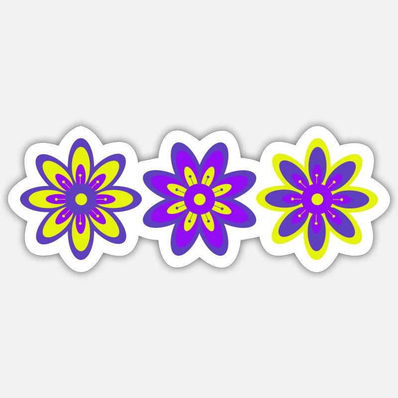 Fleurs violettes - Sticker taille S (10 x 10 cm) - blanc mat