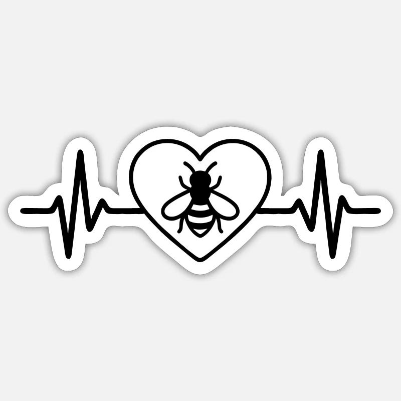 Beekeeper Bee Heart - Sticker size S (10 x 10 cm) - white matte